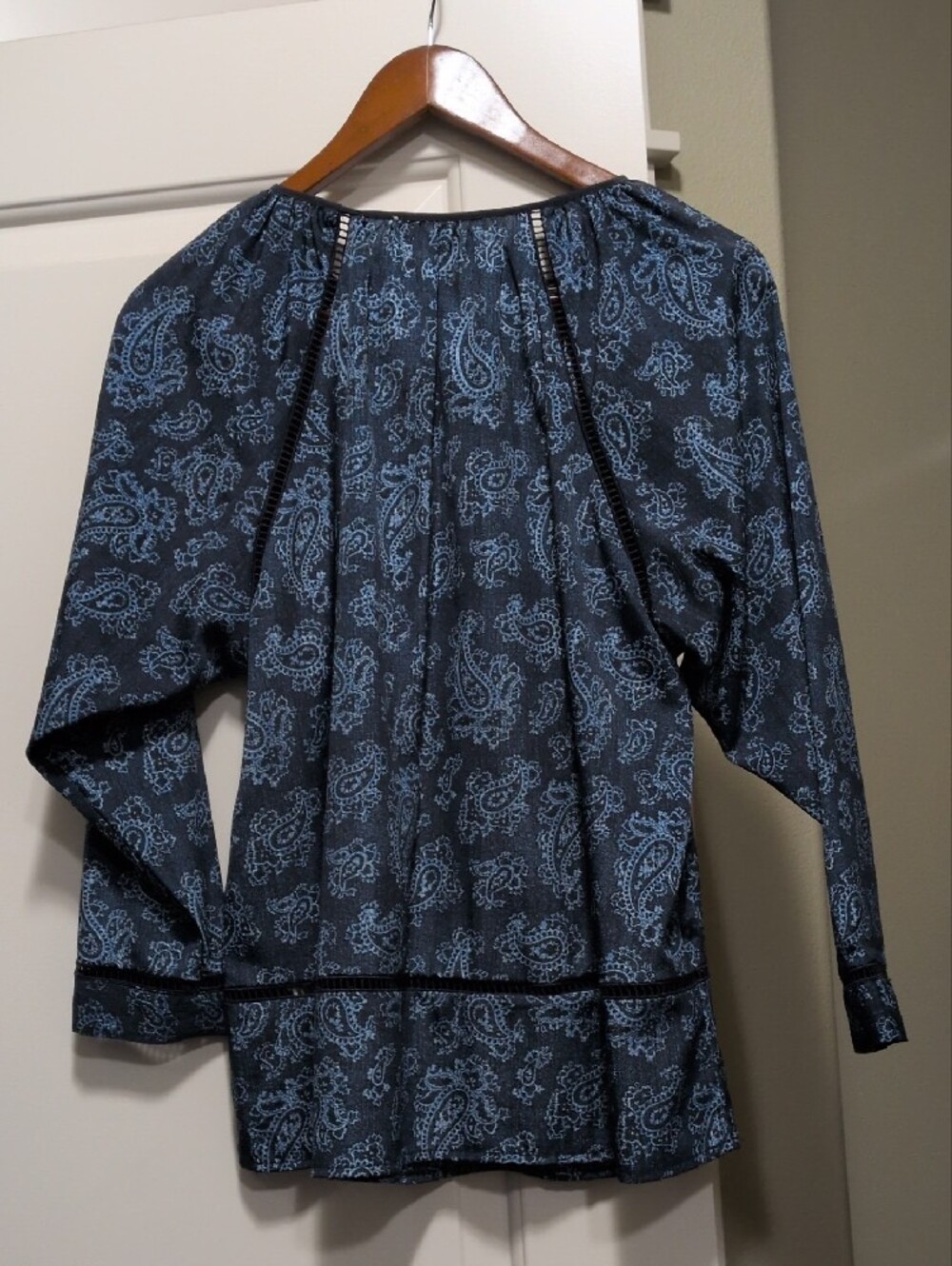 MICHAEL Michael Kors Navy and Light Blue Paisley Peasant Blouse - Picture 2 of 2
